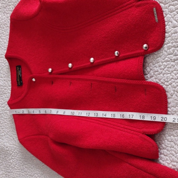 Geiger Tyrol Size 36 Austria Pure New Wool Red Button Front Sweater Jacket - Picture 5 of 16